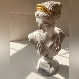 White Classical Bust Sculpture with Gold Accent